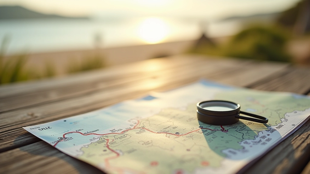 Dviračio maršrutas žemėlyje su jūros panorama fone